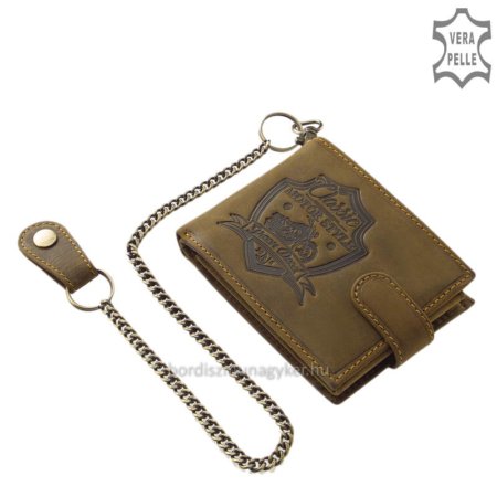 Leather wallet motorized chain brown RFID MPA1021 / T