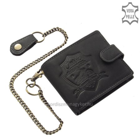 Portefeuille en cuir avec chaîne motrice noir RFID MPA9641 / T