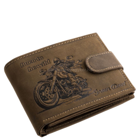 Bőr pénztárca motoros mintával GreenDeed CHOP1021/T barna