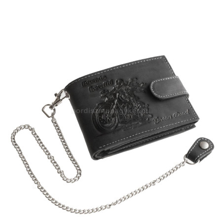 Leather wallet with biker pattern GreenDeed CHOP1021/TL black