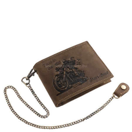 Bőr pénztárca motoros mintával GreenDeed CHOP1021L barna