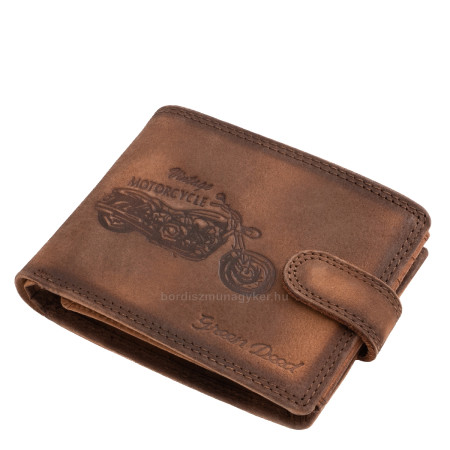 Portefeuille en cuir à motif motard GreenDeed MPF1021/T marron clair
