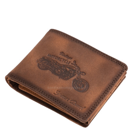 Portefeuille en cuir à motif motard GreenDeed MPF1021 marron clair