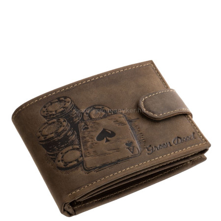 Bőr pénztárca póker mintával GreenDeed POKER1021/T barna