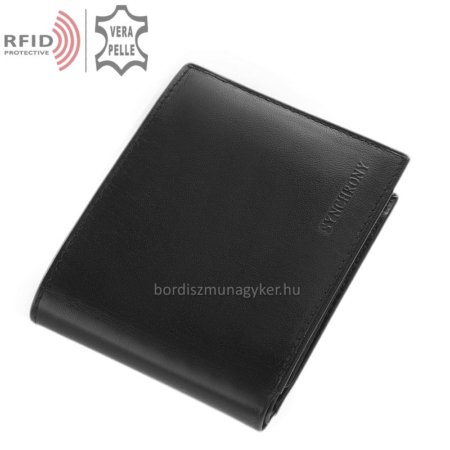 Usnjena denarnica z zaščito RFID črna RG09