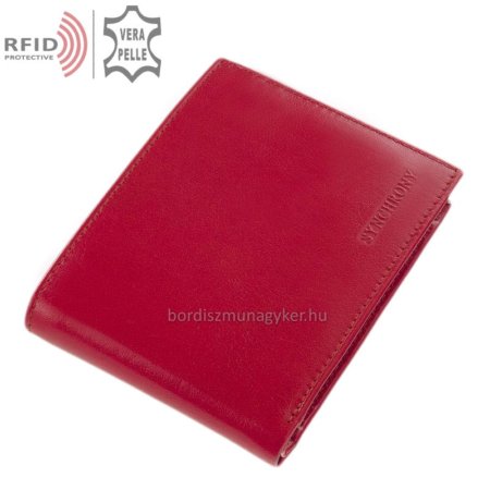 Portofel din piele cu protecție RFID roșu RG1021