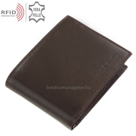 Usnjena denarnica z zaščito RFID temno rjava RG09