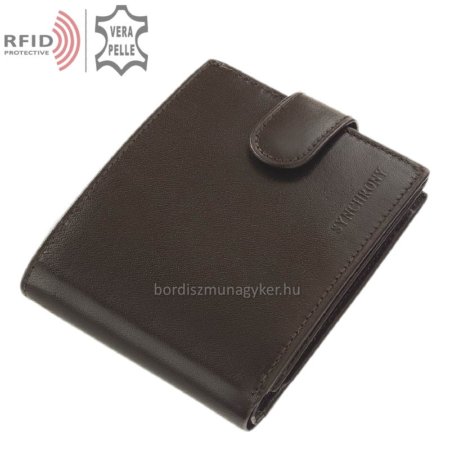 Portefeuille en cuir avec protection RFID marron foncé RG1021 / T