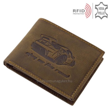 Skórzany portfel tuningowy samochód ze wzorem RFID A5AR1021