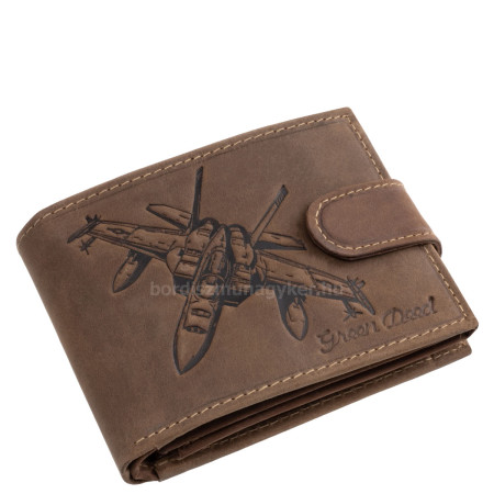 Bőr pénztárca vadászgép mintával GreenDeed AIRC1021/T barna