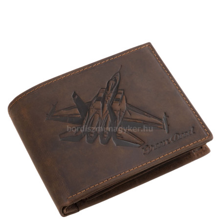 Bőr pénztárca vadászgép mintával GreenDeed FJET1021 barna