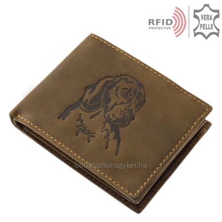 Leather wallet with retriever pattern RFID MVR1021