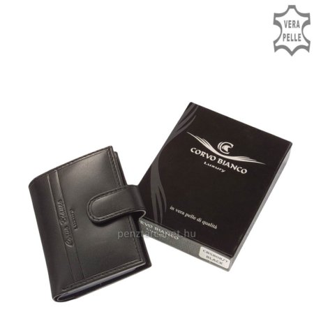 Portacarte Corvo Bianco Luxury in pelle nero CBS808 / T