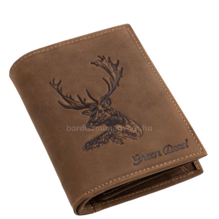 Dámszarvas mintás bőr irattartó pénztárca díszdobozban GreenDeed SZVR3072 barna