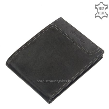 Men's leather wallet black Giultieri SDI120