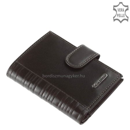 Porte-cartes pour hommes en cuir brillant noir SIV808 / T