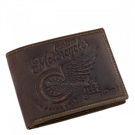 Pánská peněženka s motocyklovým vzorem hnědá RFID WHE1021