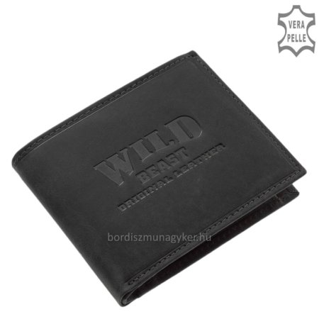Men's wallet made of hunting leather WILD BEAST black DVA69