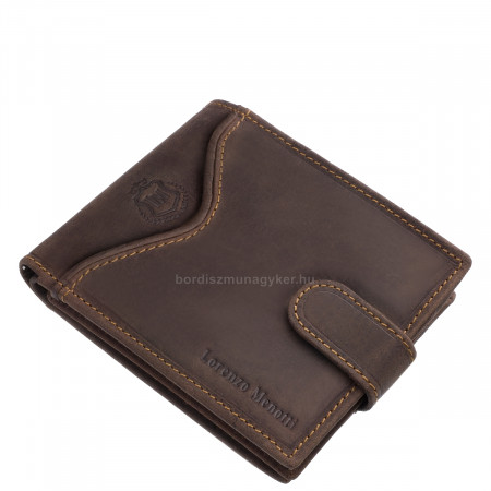 Portefeuille pour homme en cuir véritable dans une boîte cadeau marron foncé Lorenzo Menotti FLM09/T