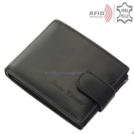 Férfi pénztárca valódi bőrből fekete RFID Corvo Bianco MUR102/T