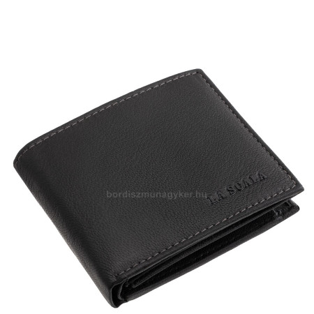 Herenportemonnee van echt leer, klein formaat La Scala DGD102, zwart