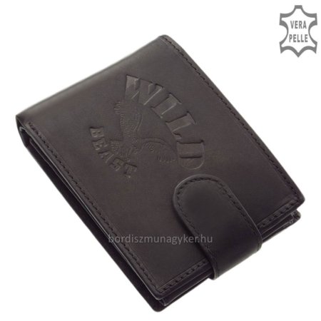 Men's wallet made of genuine leather WILD BEAST black SWS102 / T