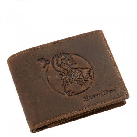 Usnjena denarnica GreenDeed z vzorcem znamenja kozoroga BAK1021 rjava