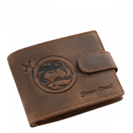 GreenDeed leather wallet with Pisces zodiac pattern FISH1021/T brown