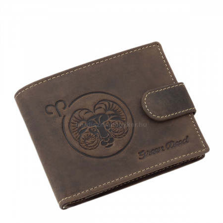 GreenDeed leather wallet with Aries zodiac pattern ARIE1021/T dark brown