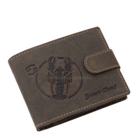 Usnjena denarnica GreenDeed z vzorcem zodiaka Rak RAK1021/T temno rjava