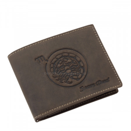 GreenDeed kožni novčanik s uzorkom zviježđa Škorpiona SZKO1021 tamno smeđa