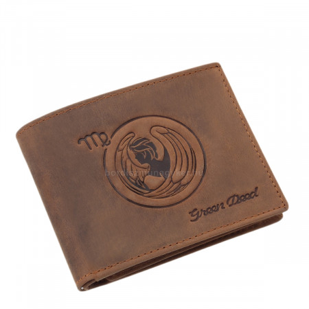 Skórzany portfel GreenDeed z wzorem konstelacji Panny SZUZ1021 brązowy