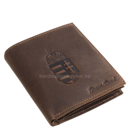GreenDeed valódi bőr férfi irattartó pénztárca Magyar címer mintával MCIM02 barna
