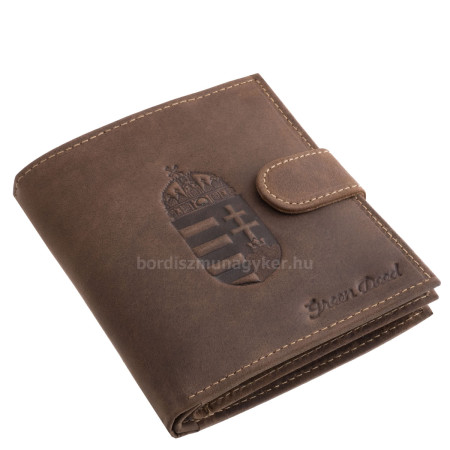 GreenDeed valódi bőr férfi irattartó pénztárca Magyar címer mintával MCIM02/T barna
