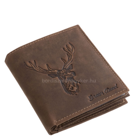 GreenDeed valódi bőr férfi irattartó pénztárca szarvasfej mintával SBF02 barna
