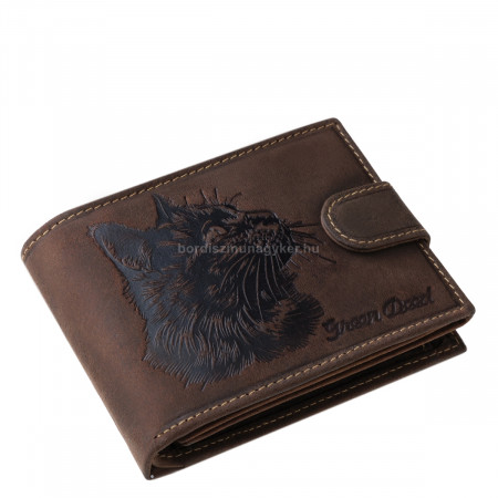 GreenDeed genuine leather men's wallet with domestic cat pattern HMG1021/T