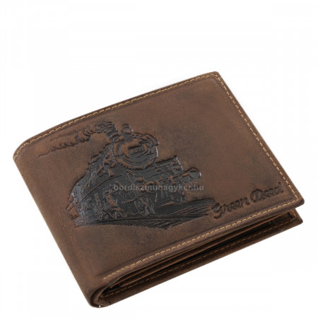 GreenDeed genuine leather men's wallet with classic train pattern REVO1021