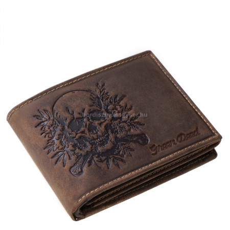 Portefeuille pour homme en cuir véritable GreenDeed avec motif tête de mort KOPO1021