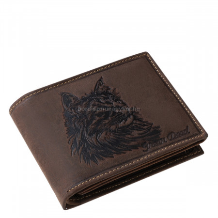 Portefeuille pour homme en cuir véritable GreenDeed avec motif chat Main Coon MCG1021