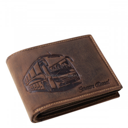 Portefeuille pour homme en cuir véritable GreenDeed avec motif bus moderne BUJO1021