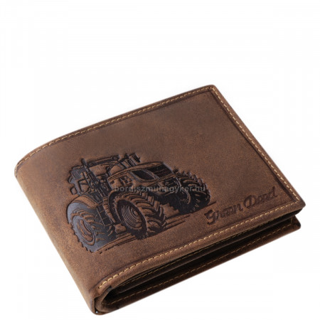 Portefeuille pour homme en cuir véritable GreenDeed avec motif tracteur moderne UTRA1021