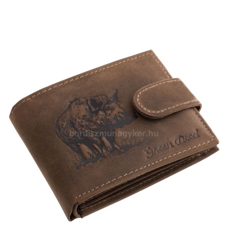 Moška denarnica GreenDeed iz pravega usnja, majhna lovska, z vzorcem divjega prašiča VADD102/T