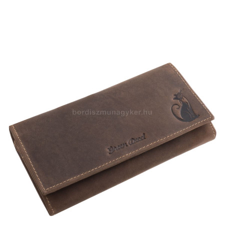 GreenDeed genuine leather large cat pattern women's wallet brown BHC281