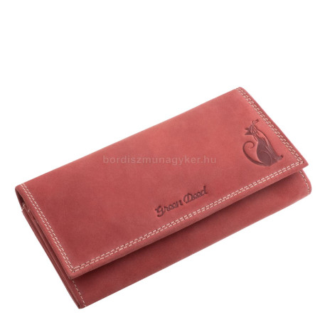 GreenDeed genuine leather large size cat pattern women's wallet red NHC281