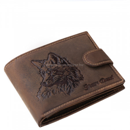 GreenDeed genuine leather hunting men's wallet with fox pattern ROKA1021/T