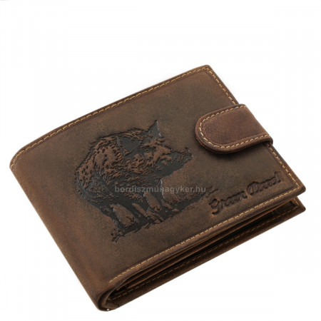 Portefeuille pour homme de chasse en cuir véritable GreenDeed avec motif sanglier VADD1021/T