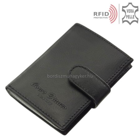 portacarte in vera pelle nero RFID Corvo Bianco MUR2038/T