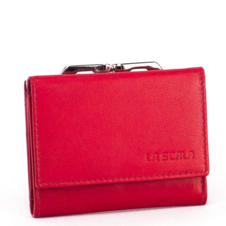 Dámska kožená peňaženka DG81 červená s rámom