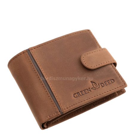 Majhna usnjena moška denarnica s preklopnikom GreenDeed svetlo rjave barve BHB102/T
