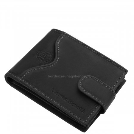 Petit portefeuille pour homme en cuir véritable dans une boîte cadeau noir Lorenzo Menotti FLM102/T